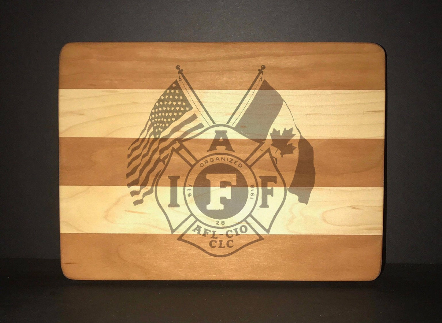 IAFF Officially Licensed 8”X10” Cuttingboards Made Out Of Cherry and Maple (7X9 & 12”X14” Also Available)