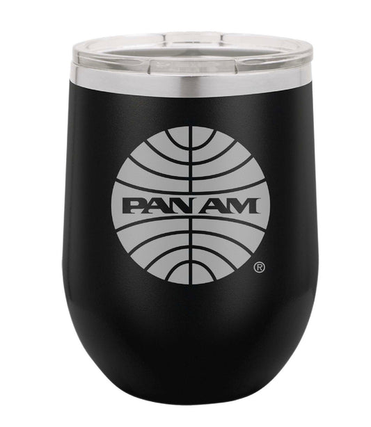 PanAm 1957 Logo 13 Ounce Black Polar Camel Wine Tumbler (Also Available in Red, White, & Blue)