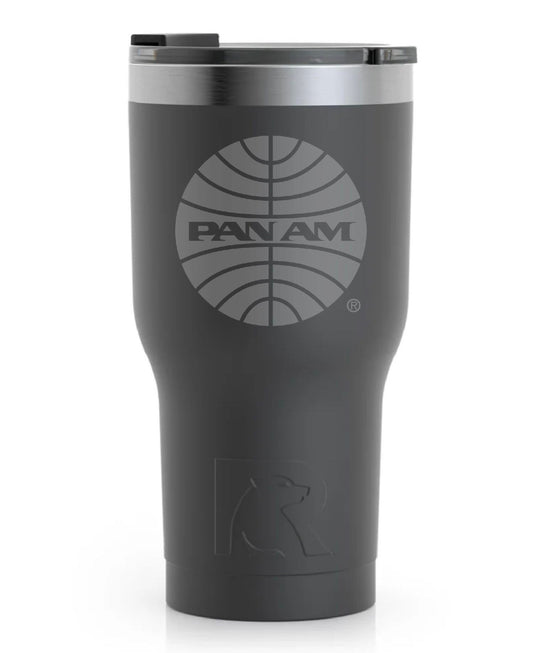 PanAm Officially Licensed 1957 Logo 20 Ounce Charcoal RTIC Tumbler (Also Available in Navy Blue and Brick Red)