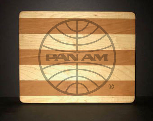 Pan Am 1973 Logo 8”X10” Cutting boards Made Out Of Cherry and Maple (12”X14” & 13”X18” Also Available)