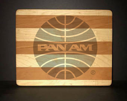 Pan Am 1957 Logo 8”X10” Cutting boards Made Out Of Cherry and Maple (12”X14” & 13”X18” Also Available)