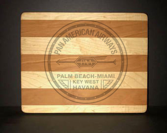 Pan Am 1927 Logo 8”X10” Cutting boards Made Out Of Cherry and Maple (12”X14” & 13”X18” Also Available)
