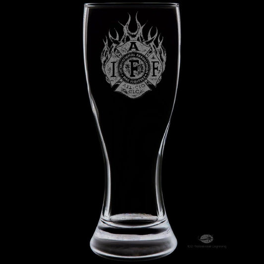 IAFF Officially Licensed 18 Ounce Led Sketched Image Pilsner Glass from a Local Artist