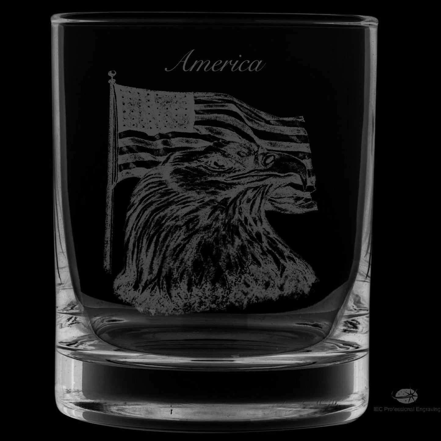 America 12 Ounce Rocks Glass-Image Drawn by Local Artist KW