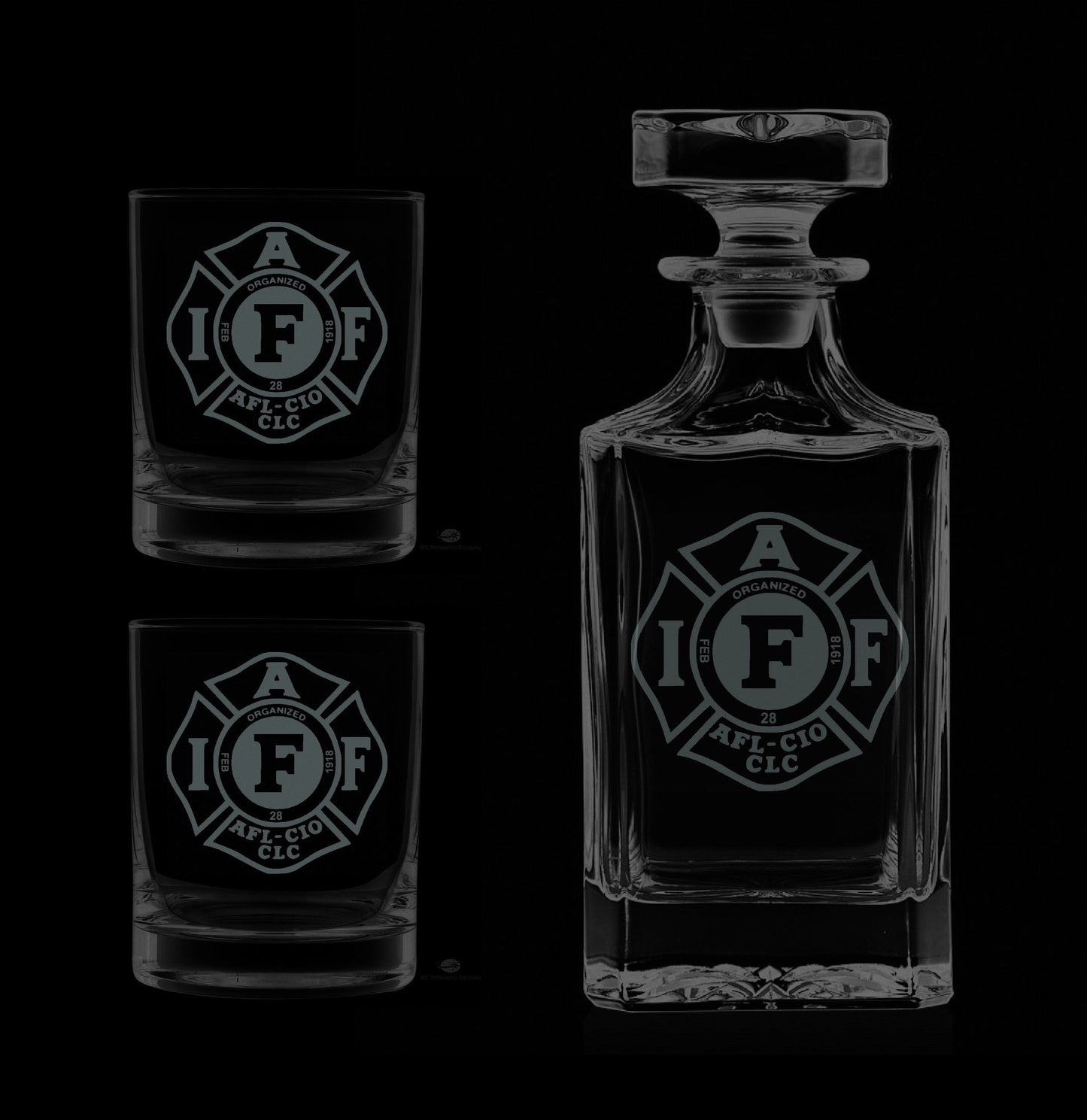IAFF Officially Licensed 25 Ounce Whiskey Decanter With Optional Rocks Glasses