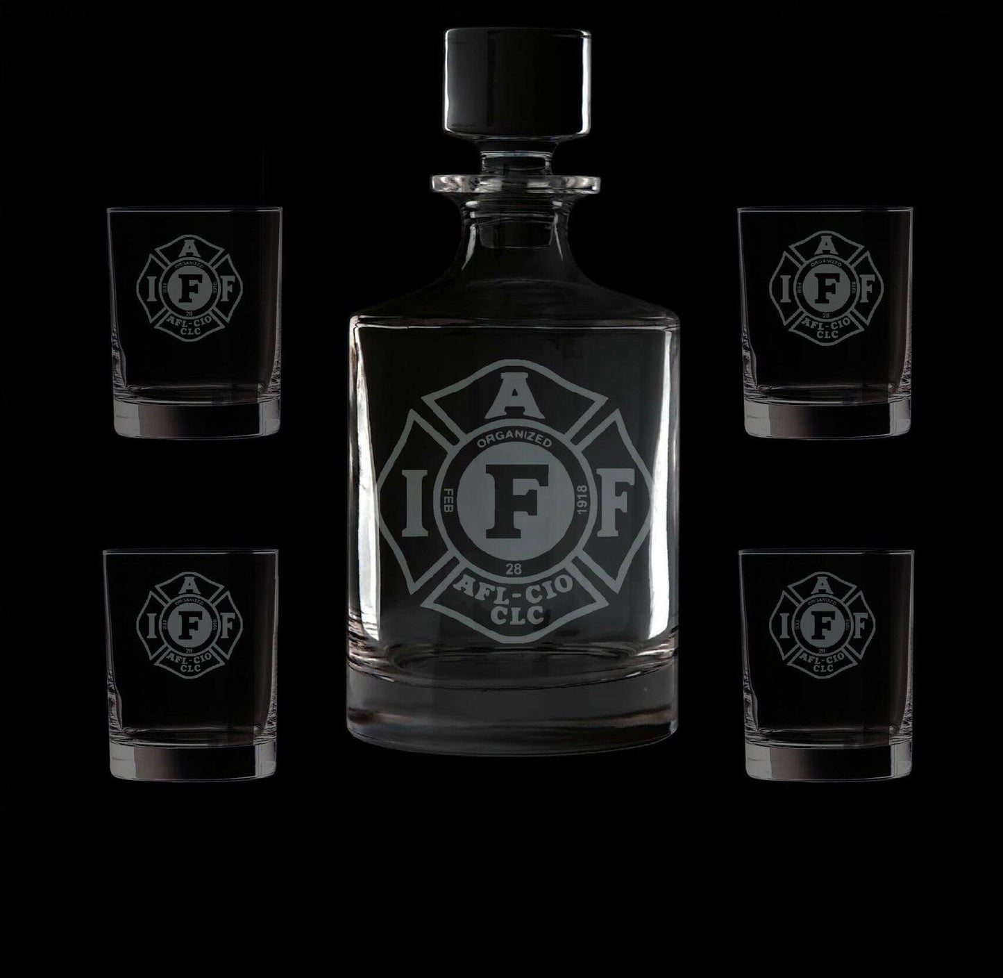 IAFF Officially Licensed 25 Ounce Whiskey Decanter With Optional Rocks Glasses
