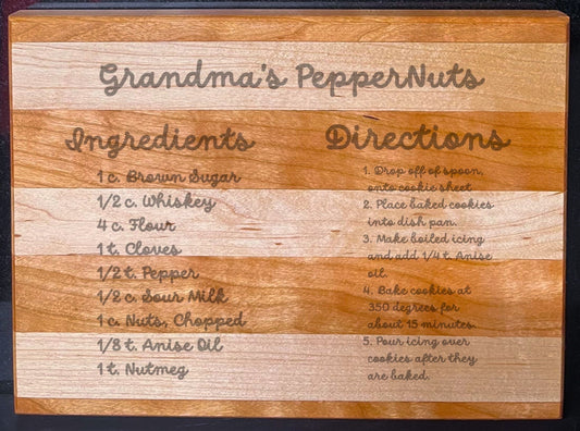 8” X 10” X 1” Special Recipe Custom Made Cutting Board Created Out Of Cherry, and Maple