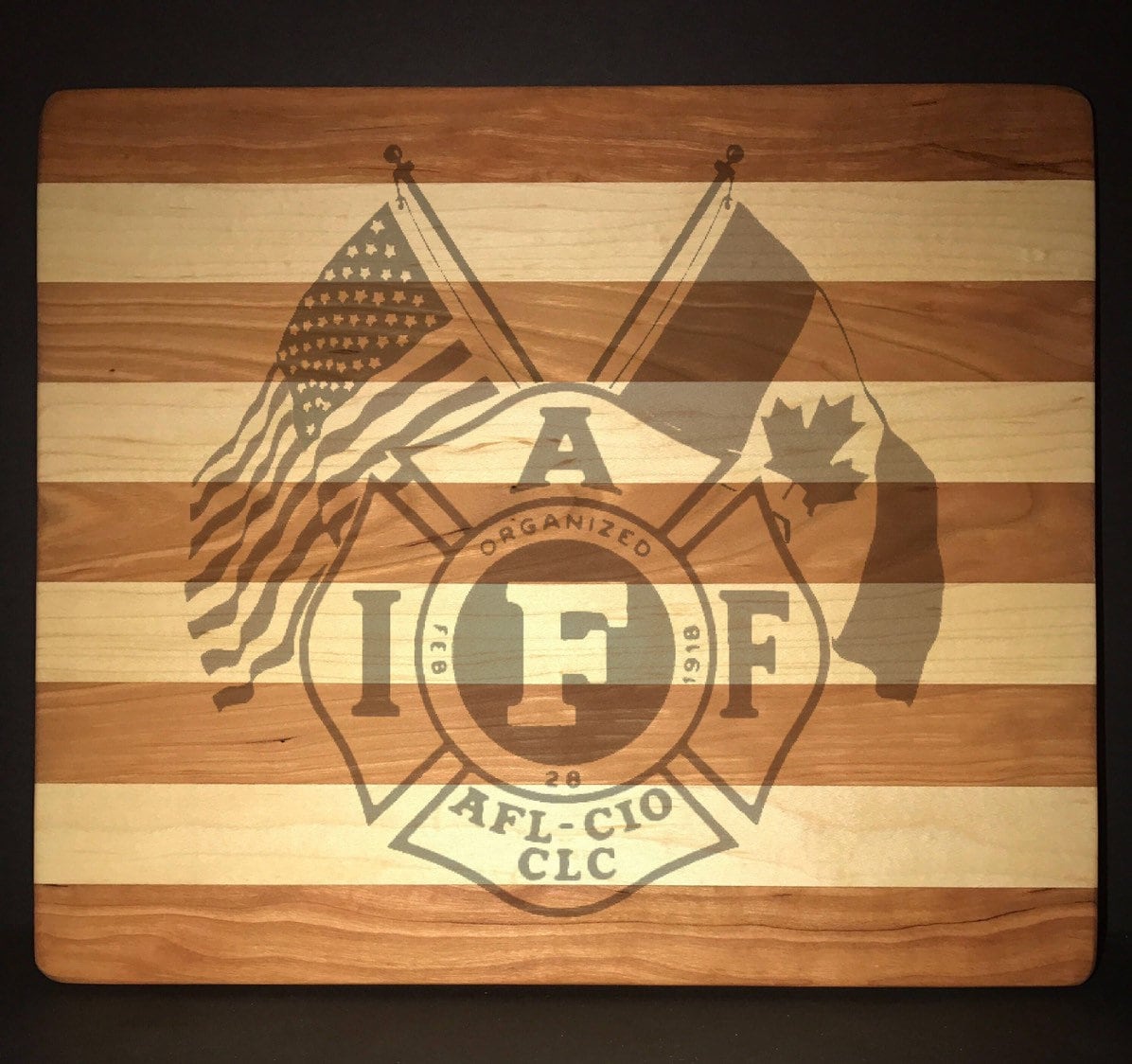 IAFF Officially Licensed 8”X10” Cuttingboards Made Out Of Cherry and Maple (12 X 14  & 13”X18” Also Available)