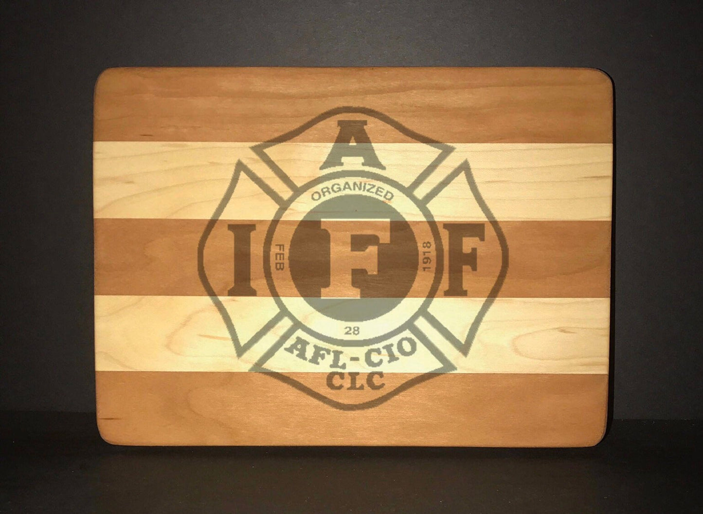 IAFF Officially Licensed 8”X10” Cuttingboards Made Out Of Cherry and Maple (12X14 & 13”X18” Also Available)