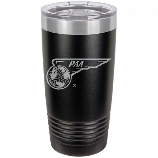 PanAm 1944 Wing Globe Logo, 20 Ounce Black Polar Camel Tumbler (Also Available in Red, White, & Blue)
