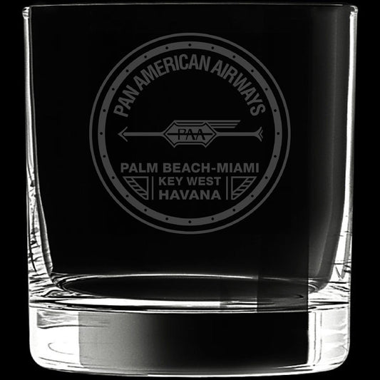 Pan Am Officially Licensed 12 Ounce 1927 Logo Rocks Glass