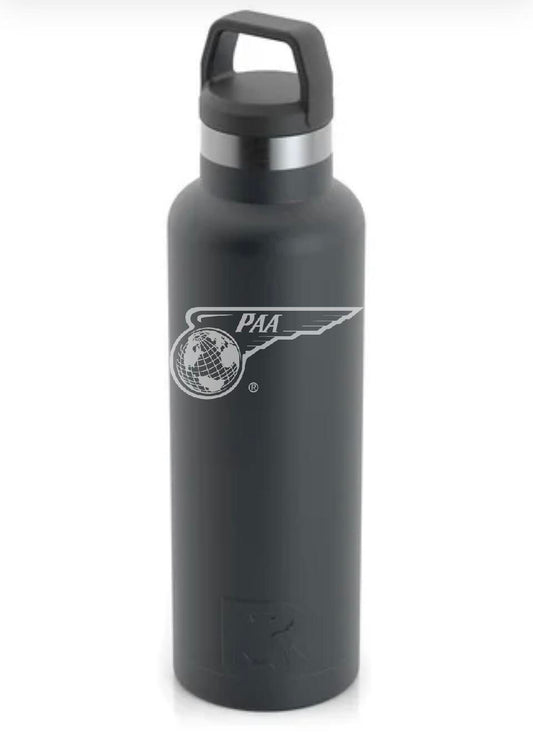 PanAm Officially Licensed 1944 Logo 20 Ounce Charcoal RTIC Hot and Cold Water Bottle (Also Available in Brick Red).