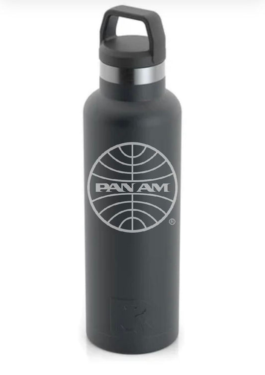 PanAm Officially Licensed 1973 Logo 20 Ounce Charcoal RTIC Hot and Cold Water Bottle (Also Available in Brick Red).