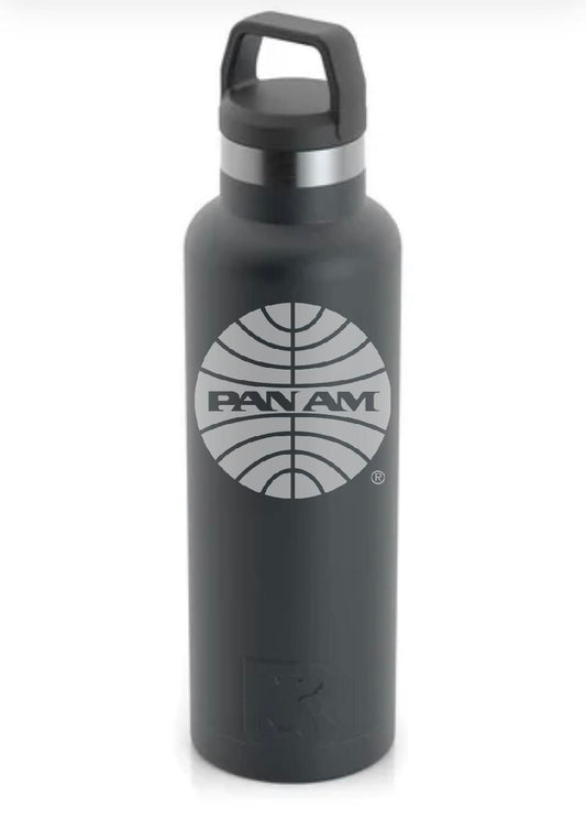 PanAm Officially Licensed 1957 Logo 20 Ounce Charcoal RTIC Hot and Cold Water Bottle (Also Available in Brick Red).
