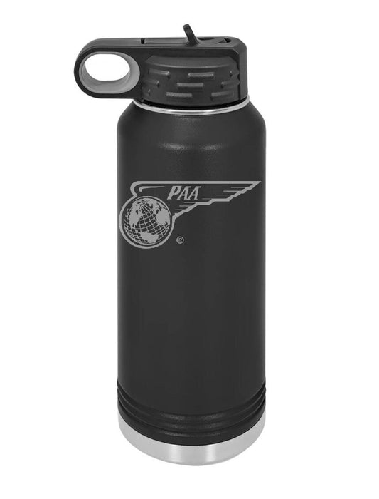 PanAm Officially Licensed 1944 Logo 32 Ounce Black Polar Camel Water Bottle (Also Available in Navy Blue)