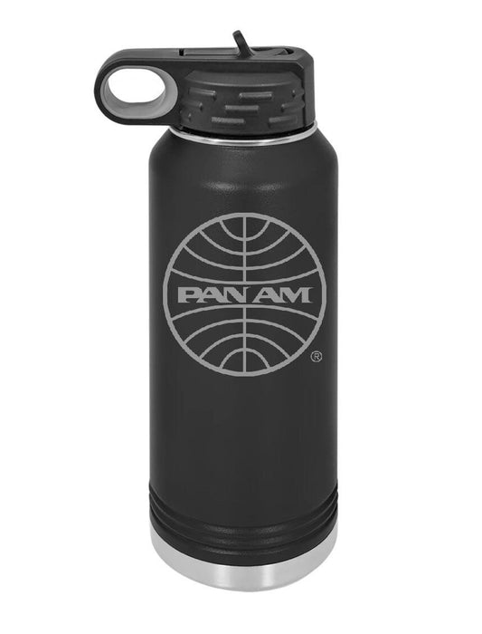 PanAm Officially Licensed 1973 Logo 32 Ounce Black Polar Camel Water Bottle (Also Available in Navy Blue)