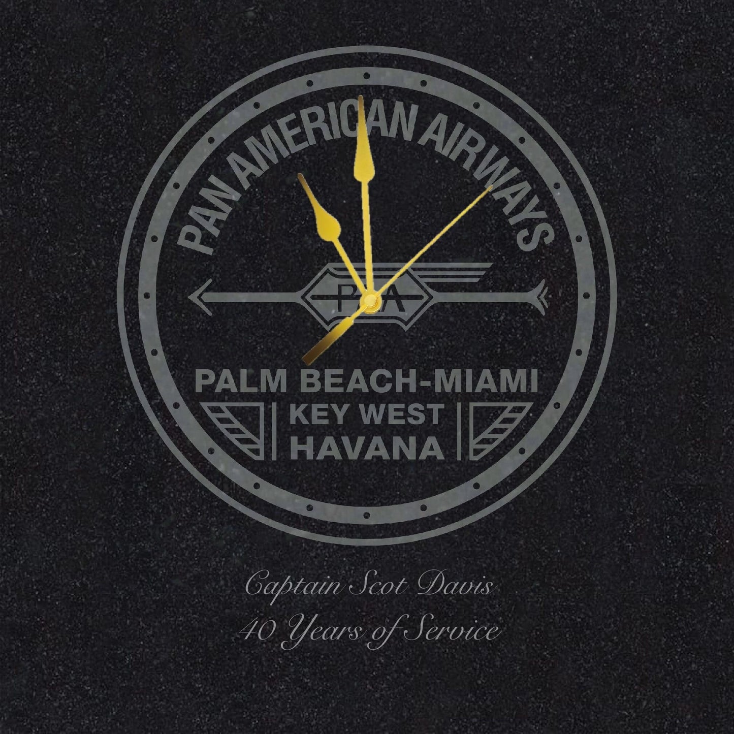 Pan Am Officially Licensed Custom Framed "A-Grade Granite" Clock
